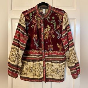 Vintage Sag Harbor Floral Tapestry Brocade Blazer Jacket sz 12‎ Witchy Cottage